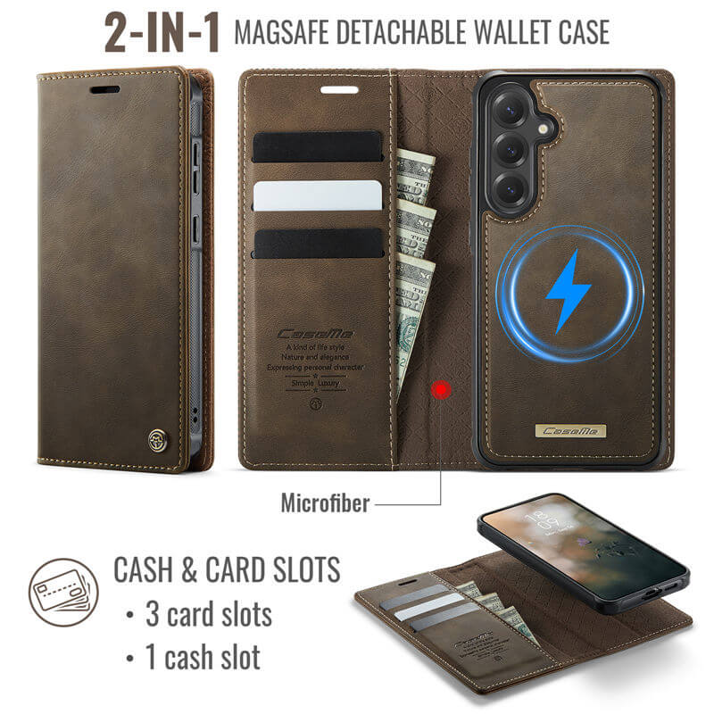 CaseMe Samsung Galaxy S25 Plus 2-in-1 Magnetic Wallet Case