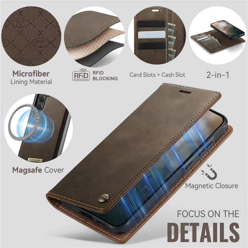 CaseMe Samsung Galaxy S25 Plus 2-in-1 Magnetic Wallet Case