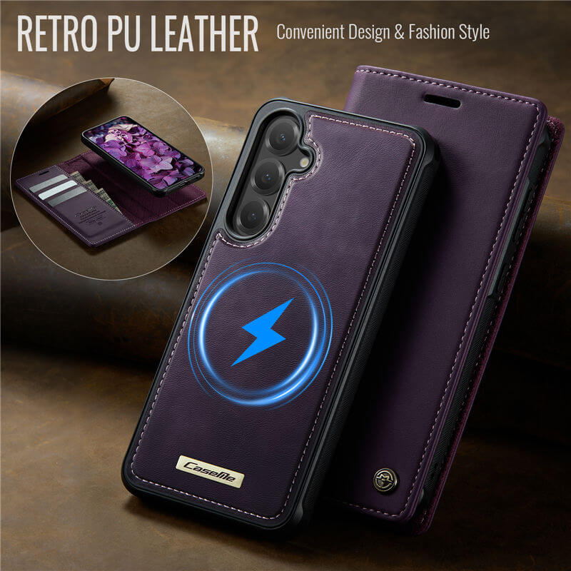 CaseMe Samsung Galaxy S25 Plus 2-in-1 Magnetic Wallet Case