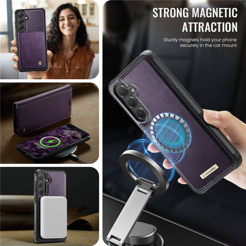 CaseMe Samsung Galaxy S25 Plus 2-in-1 Magnetic Wallet Case