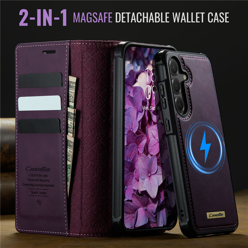 CaseMe Samsung Galaxy S25 Plus 2-in-1 Magnetic Wallet Case