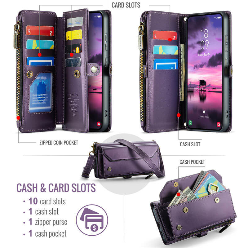 CaseMe Samsung Galaxy S26 Plus Wallet RFID Blocking Crossbody Phone Case