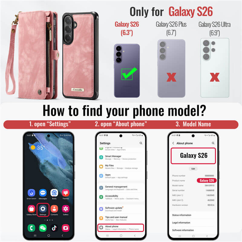 CaseMe Samsung Galaxy S26 2-in-1 Magnetic RFID Wallet Case