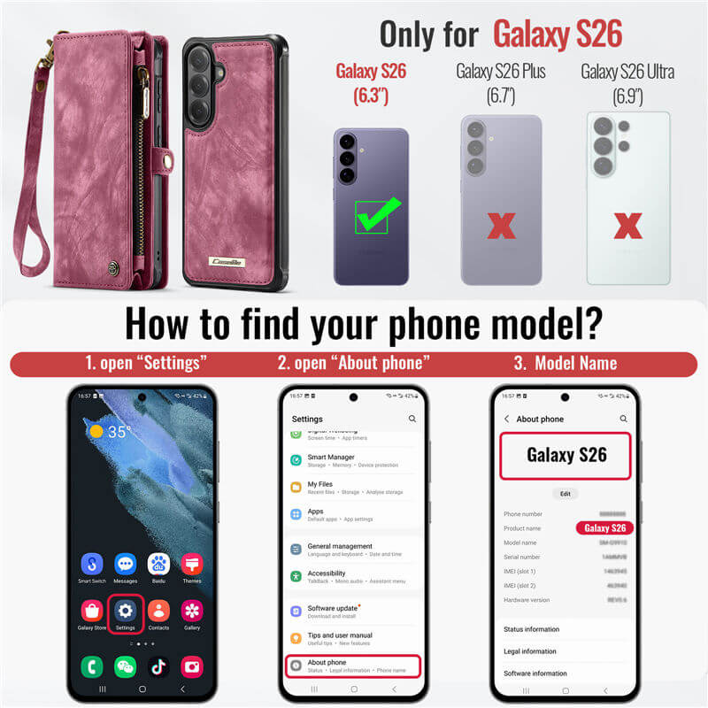 CaseMe Samsung Galaxy S26 2-in-1 Magnetic RFID Wallet Case