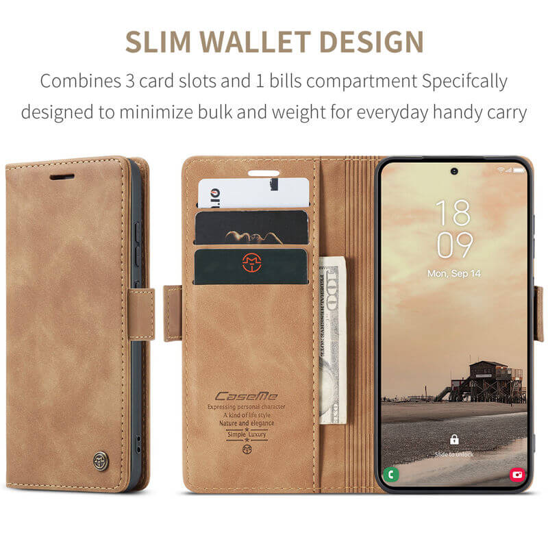 CaseMe Samsung Galaxy S25 Wallet Suede Leather Case