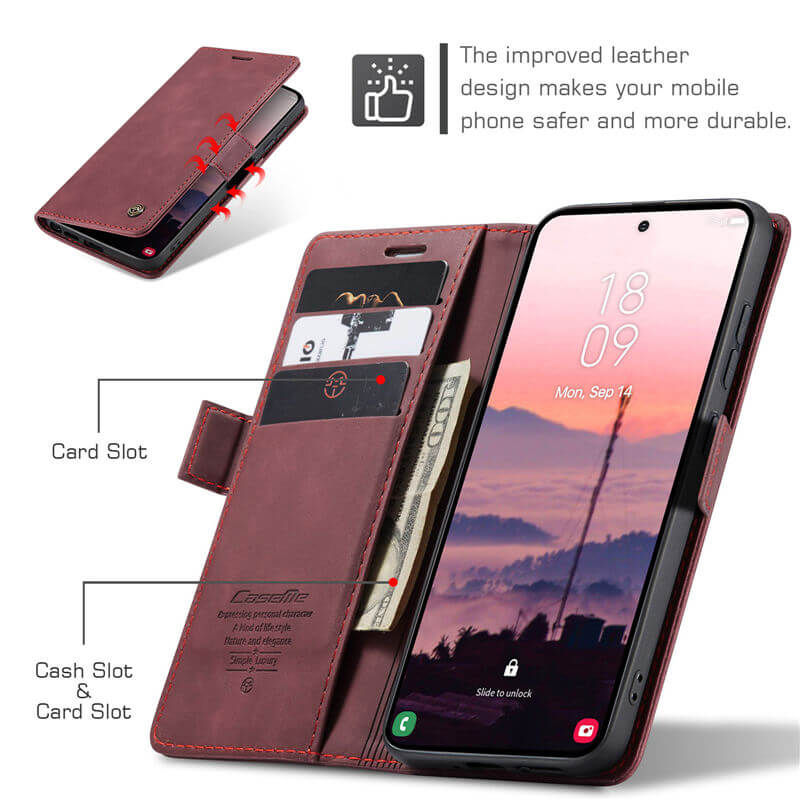 CaseMe Samsung Galaxy S25 Wallet Suede Leather Case