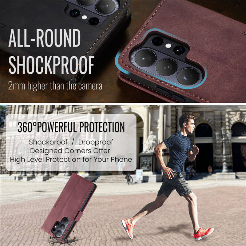 CaseMe Samsung Galaxy S25 Wallet Suede Leather Case