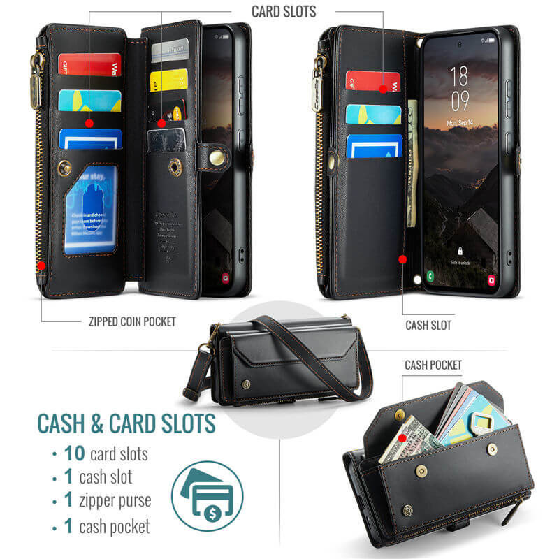 CaseMe Samsung Galaxy S26 Wallet RFID Blocking Crossbody Phone Case
