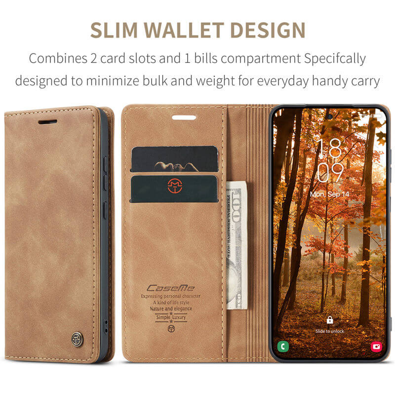 CaseMe Samsung Galaxy S25 Wallet Suede Leather Case