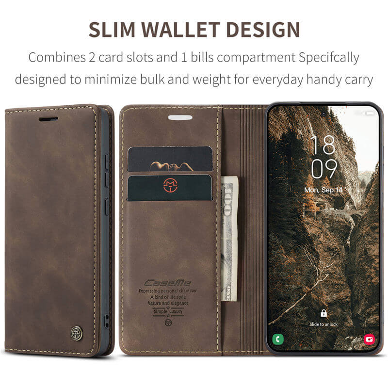 CaseMe Samsung Galaxy S25 Wallet Suede Leather Case