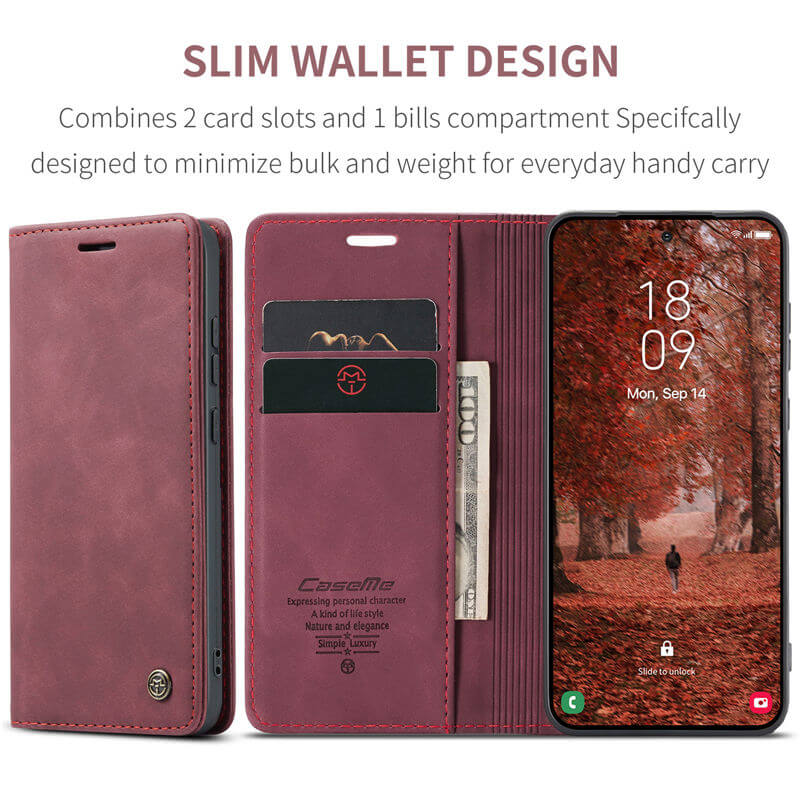 CaseMe Samsung Galaxy S25 Wallet Suede Leather Case