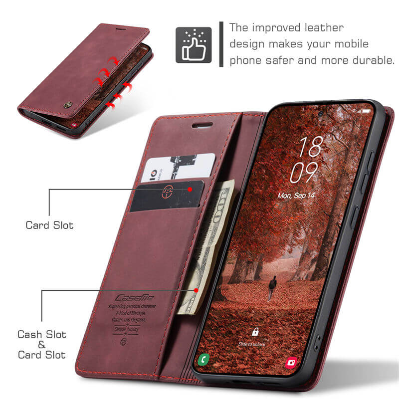 CaseMe Samsung Galaxy S25 Wallet Suede Leather Case