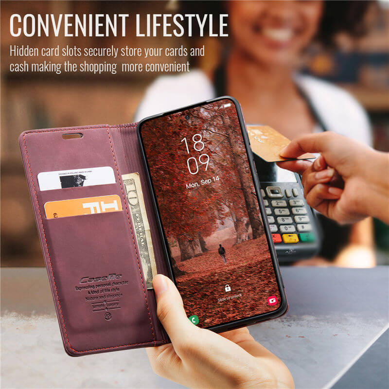 CaseMe Samsung Galaxy S25 Wallet Suede Leather Case