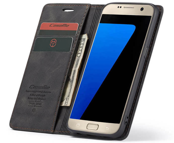 CaseMe Samsung Galaxy S7 Wallet Kickstand Magnetic Flip Leather Case