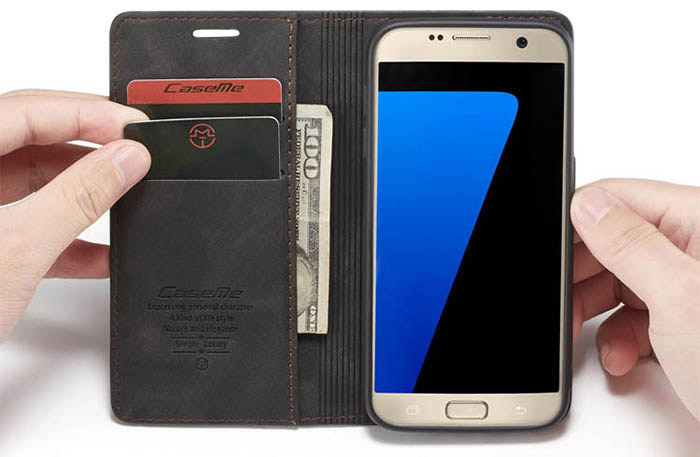 CaseMe Samsung Galaxy S7 Wallet Kickstand Magnetic Flip Leather Case