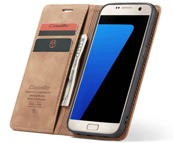 CaseMe Samsung Galaxy S7 Wallet Kickstand Magnetic Flip Leather Case