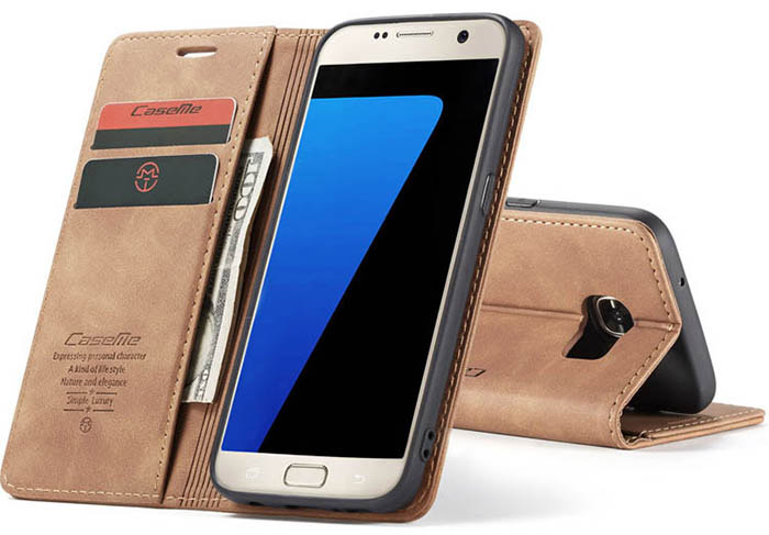 CaseMe Samsung Galaxy S7 Wallet Kickstand Magnetic Flip Leather Case