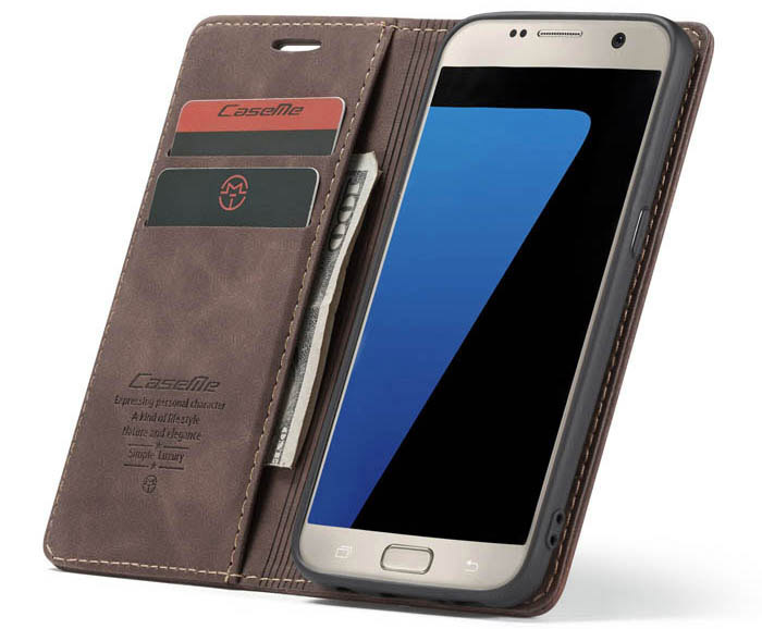 CaseMe Samsung Galaxy S7 Wallet Kickstand Magnetic Flip Leather Case