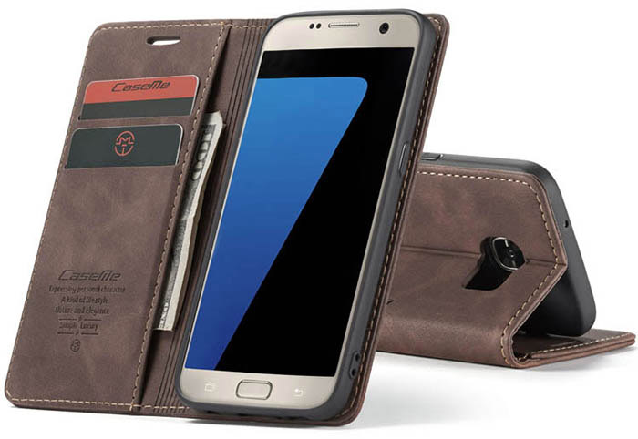 CaseMe Samsung Galaxy S7 Wallet Kickstand Magnetic Flip Leather Case