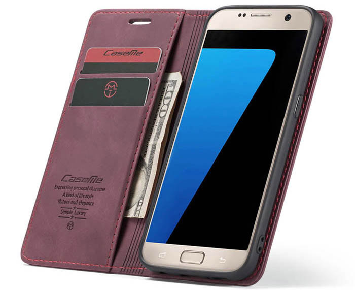 CaseMe Samsung Galaxy S7 Wallet Kickstand Magnetic Flip Leather Case