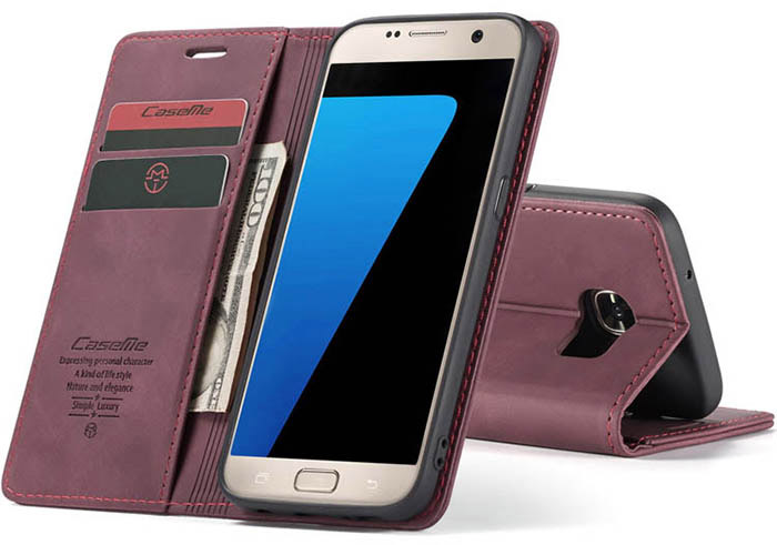 CaseMe Samsung Galaxy S7 Wallet Kickstand Magnetic Flip Leather Case