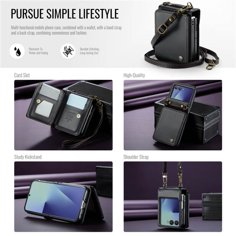 CaseMe Samsung Galaxy Z Flip7 Card Holder Case with Crossbody Strap