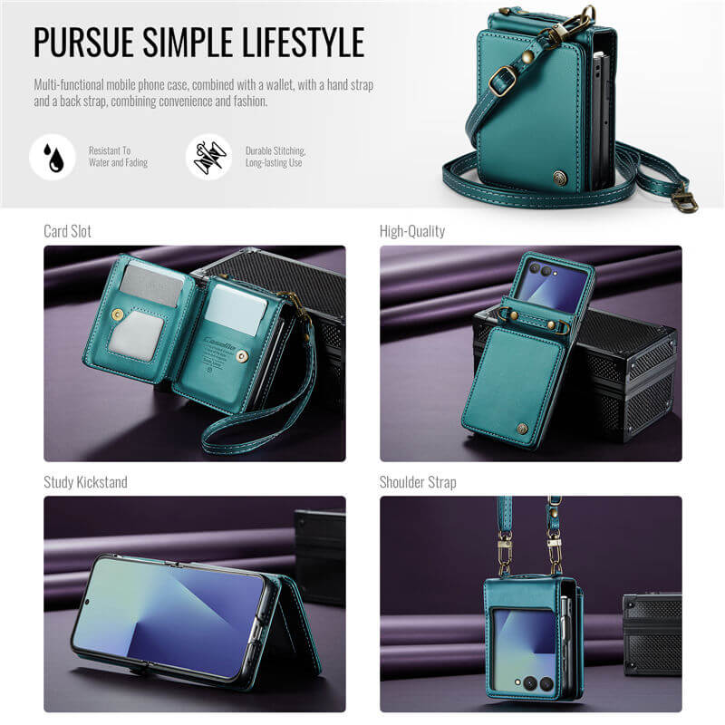 CaseMe Samsung Galaxy Z Flip7 Card Holder Case with Crossbody Strap