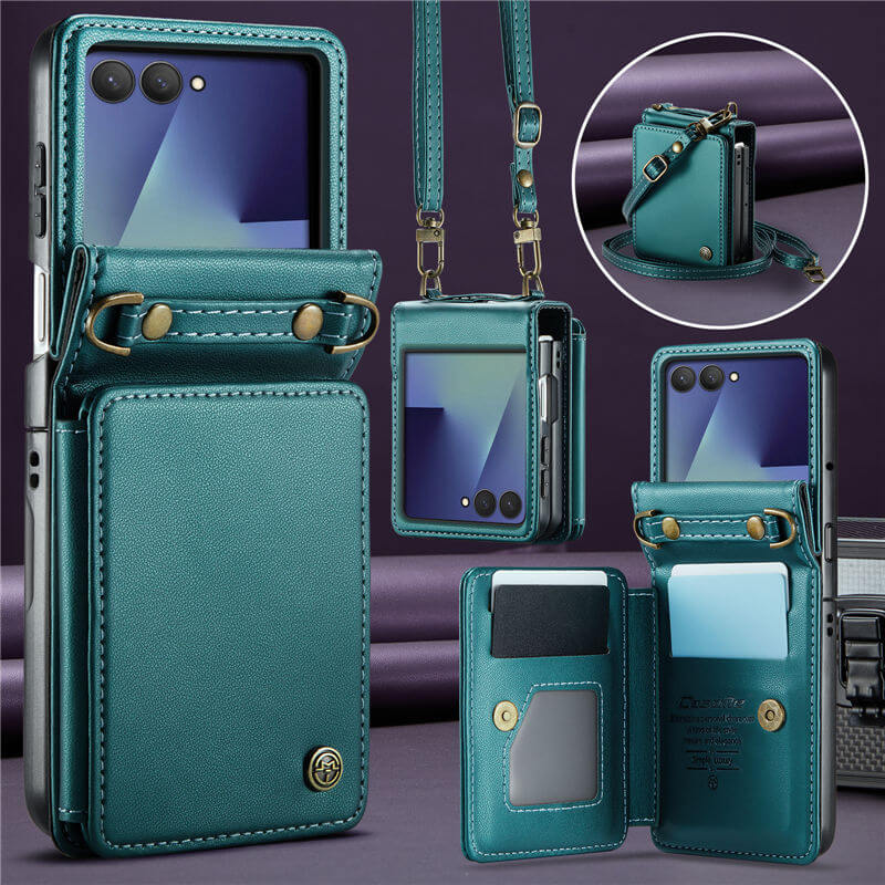 CaseMe Samsung Galaxy Z Flip7 Card Holder Case with Crossbody Strap