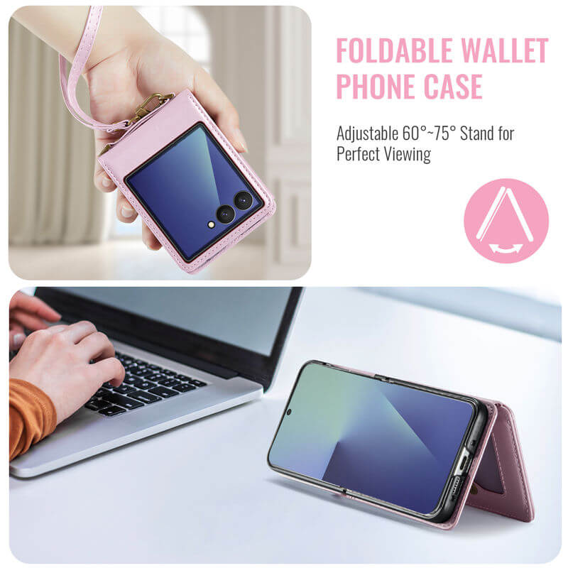 CaseMe Samsung Galaxy Z Flip7 Card Holder Case with Crossbody Strap