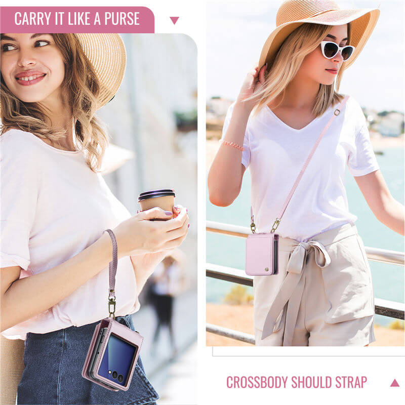 CaseMe Samsung Galaxy Z Flip7 Card Holder Case with Crossbody Strap