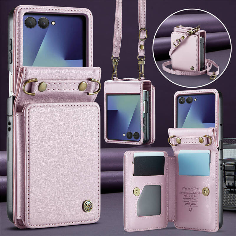 CaseMe Samsung Galaxy Z Flip7 Card Holder Case with Crossbody Strap