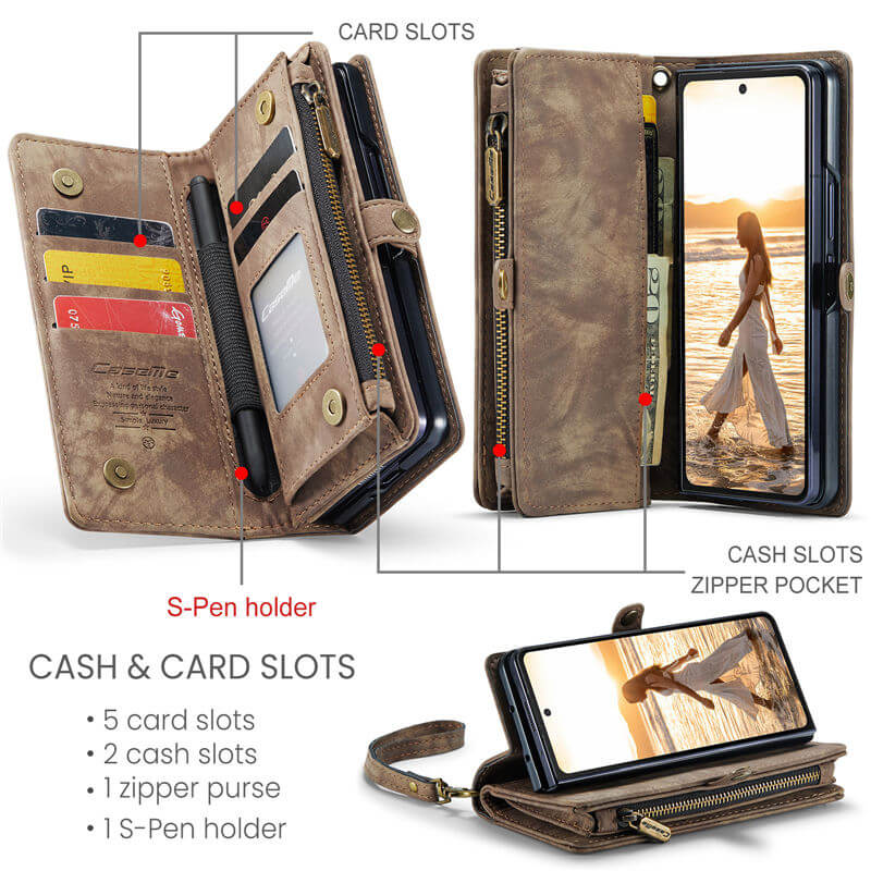 CaseMe Samsung Galaxy Z Fold6 Wallet Case with Wrist Strap