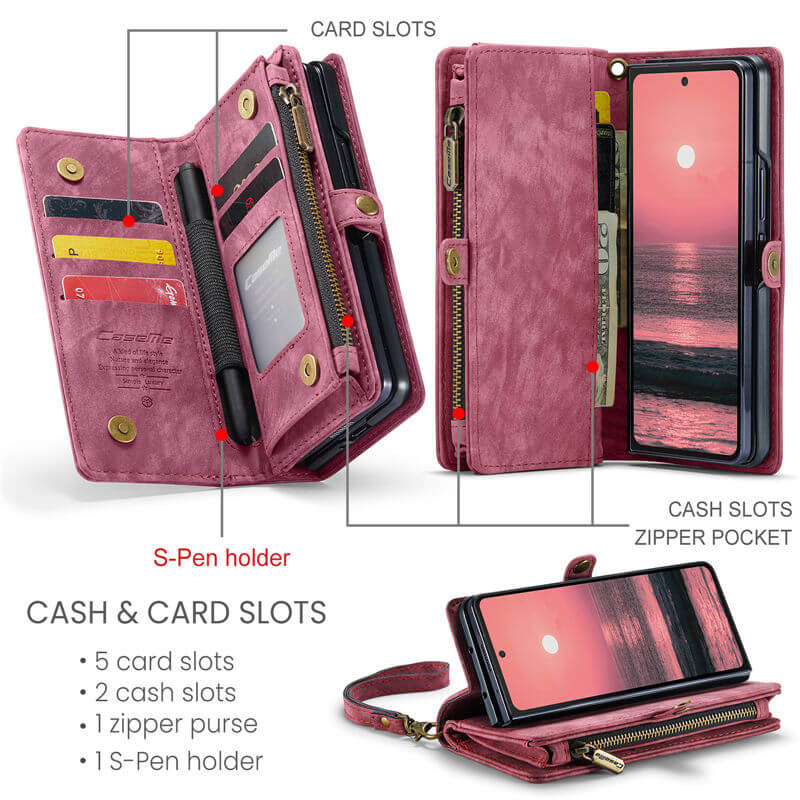 CaseMe Samsung Galaxy Z Fold6 Wallet Case with Wrist Strap