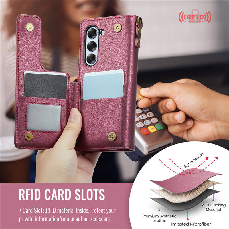 CaseMe Samsung Galaxy Z Fold6 Wallet RFID Blocking Kickstand Case