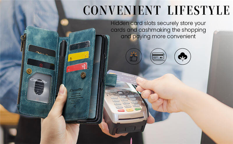 CaseMe Samsung Galaxy Z Fold6 Zipper Wallet Case with Wrist Strap