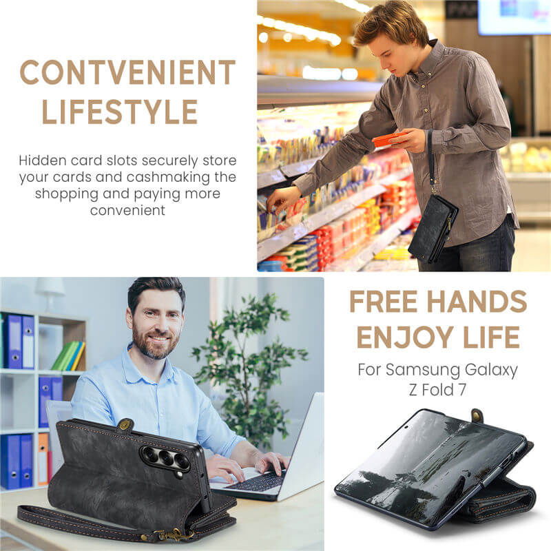CaseMe Samsung Galaxy Z Fold7 Wallet Case with Wrist Strap