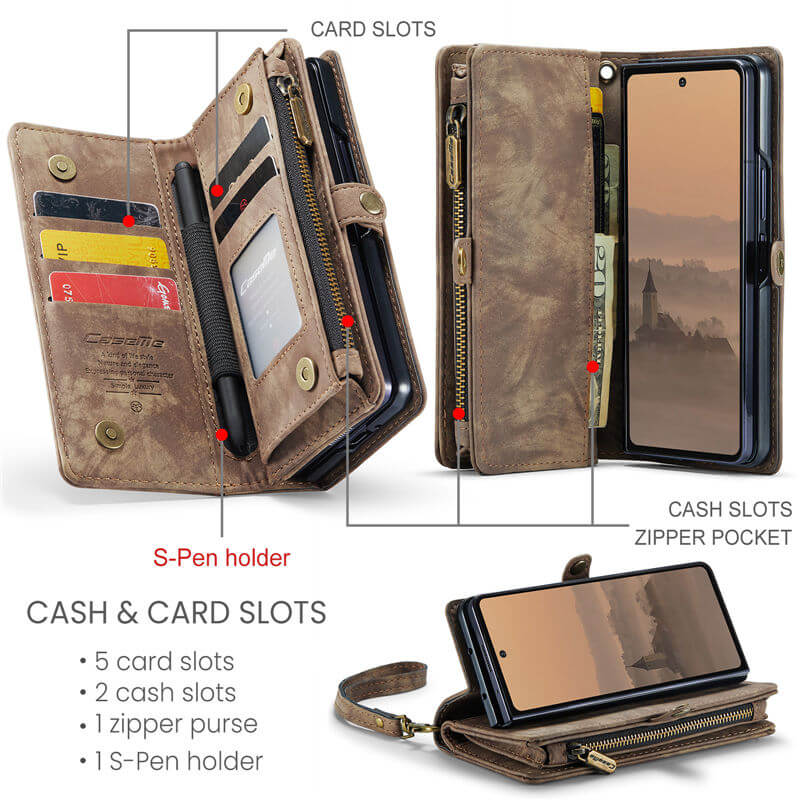 CaseMe Samsung Galaxy Z Fold7 Wallet Case with Wrist Strap