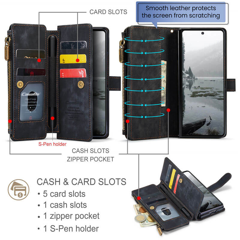 CaseMe Samsung Galaxy Z Fold7 Wallet Case with Wrist Strap
