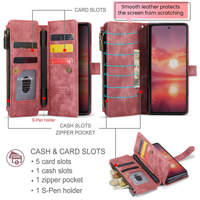 CaseMe Samsung Galaxy Z Fold7 Wallet Case with Wrist Strap