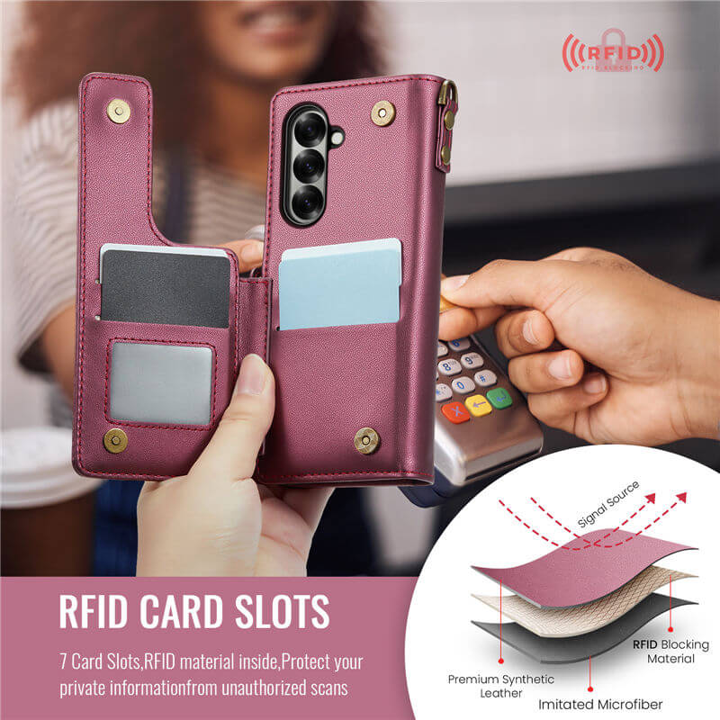 CaseMe Samsung Galaxy Z Fold7 Wallet RFID Blocking Kickstand Case