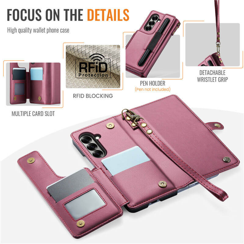 CaseMe Samsung Galaxy Z Fold7 Wallet RFID Blocking Kickstand Case