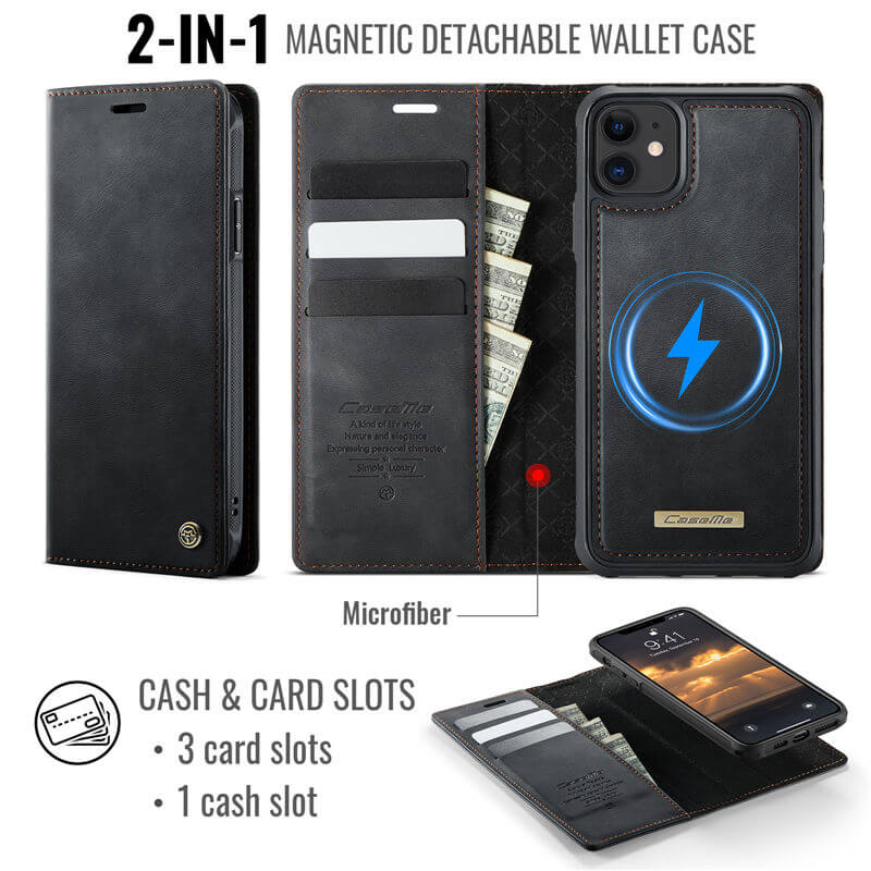 CaseMe iPhone 11 2-in-1 Magnetic Wallet Case