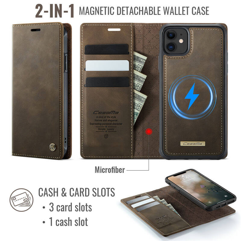 CaseMe iPhone 11 2-in-1 Magnetic Wallet Case