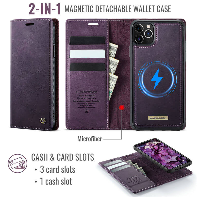 CaseMe iPhone 11 Pro Max 2-in-1 Magnetic Wallet Case