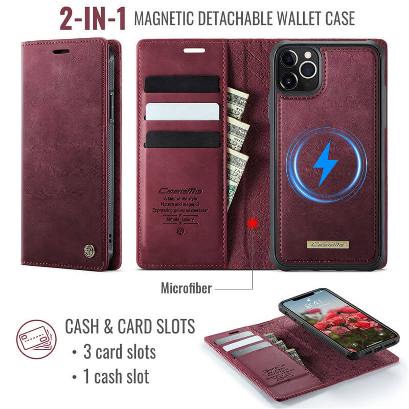CaseMe iPhone 12/12 Pro 2-in-1 Magnetic Wallet Case
