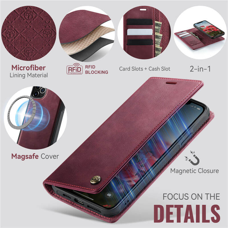 CaseMe iPhone 12/12 Pro 2-in-1 Magnetic Wallet Case