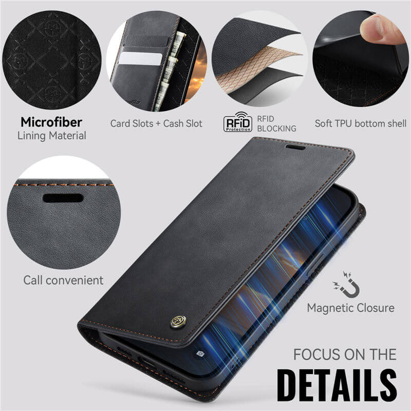CaseMe iPhone 12 Pro Max Magnetic Wallet Case with RFID Blocking