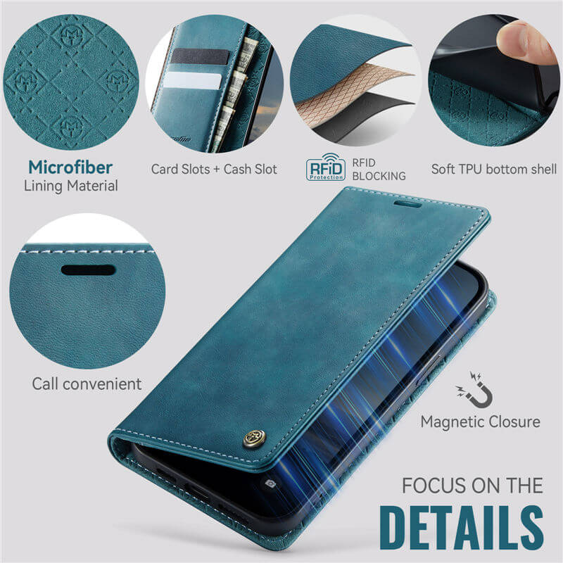 CaseMe iPhone 13 Magnetic Wallet Case with RFID Blocking