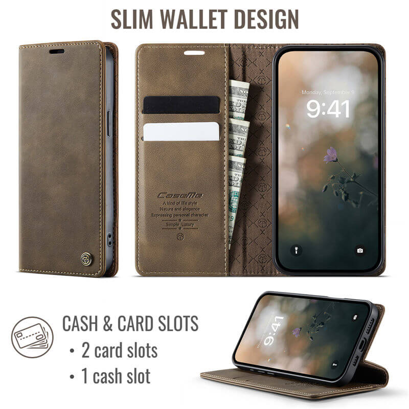 CaseMe iPhone 13 Magnetic Wallet Case with RFID Blocking