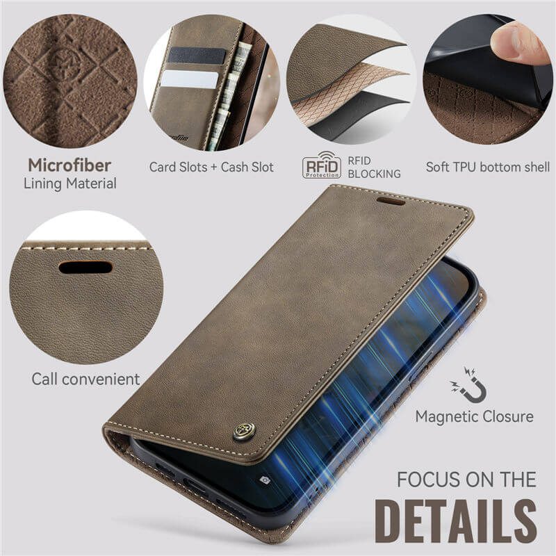 CaseMe iPhone 13 Magnetic Wallet Case with RFID Blocking